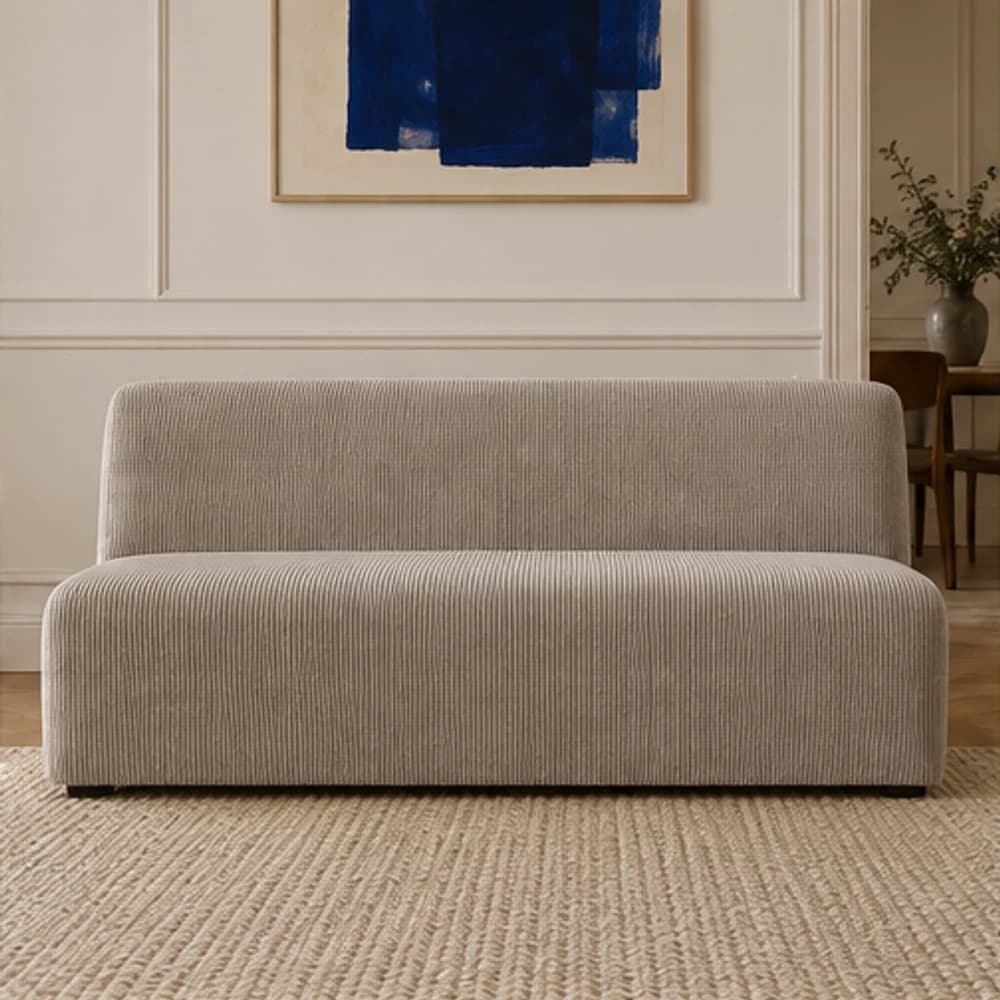 Vue de face de la coupe pour banquette fixe sans accoudoirs