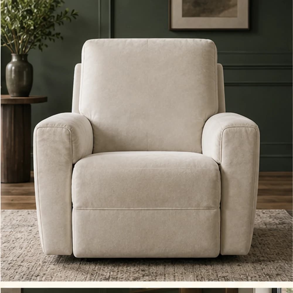 Vue de face du fauteuil relax et de ses quatre éléments séparés